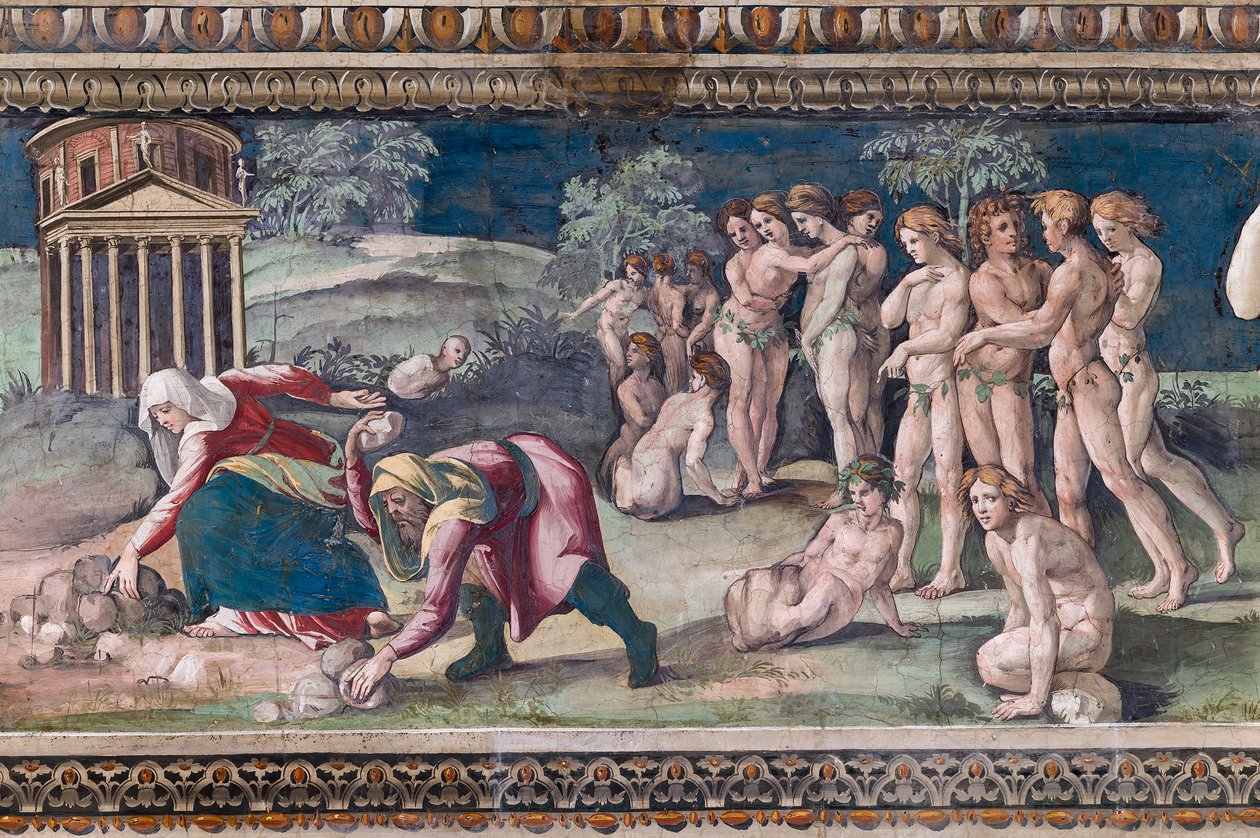 Deucalion ve Pyrrha taş atma by Baldassarre Peruzzi