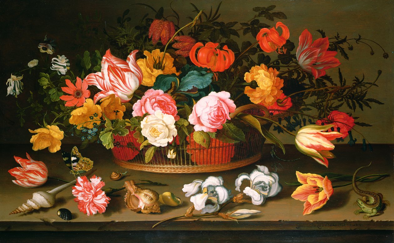 Çiçek sepeti, 1625 by Balthasar van der Ast