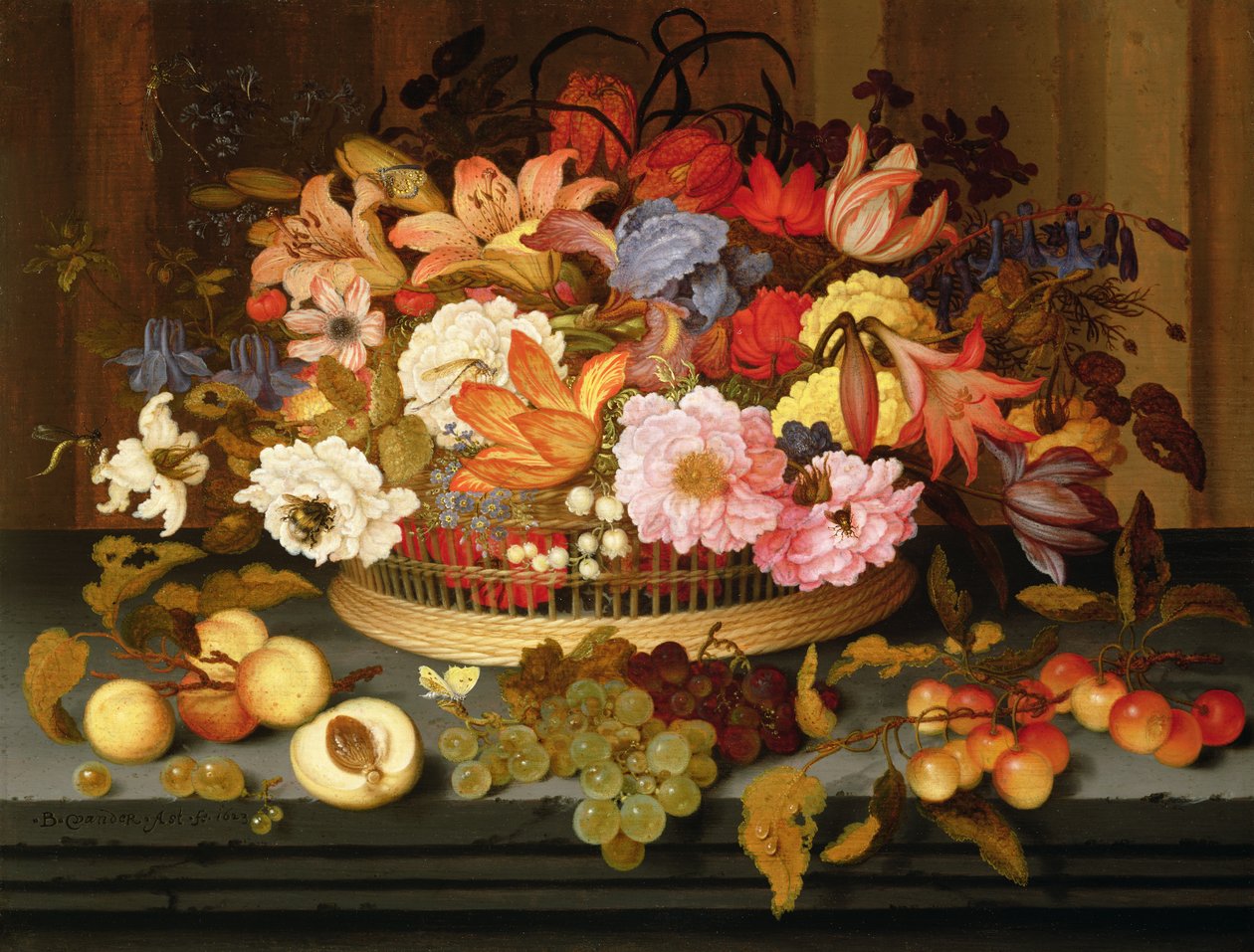 Natürmort Meyve ve Bir Sepet Çiçek, 1623 by Balthasar van der Ast