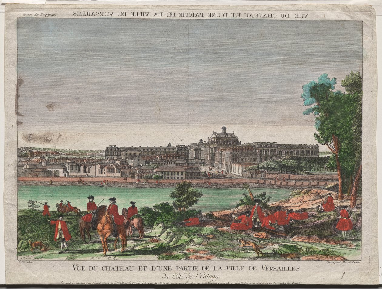 Chateau ve Versailles şehrinin bir kısmının görünümü by Balthasar Friedrich Leizelt