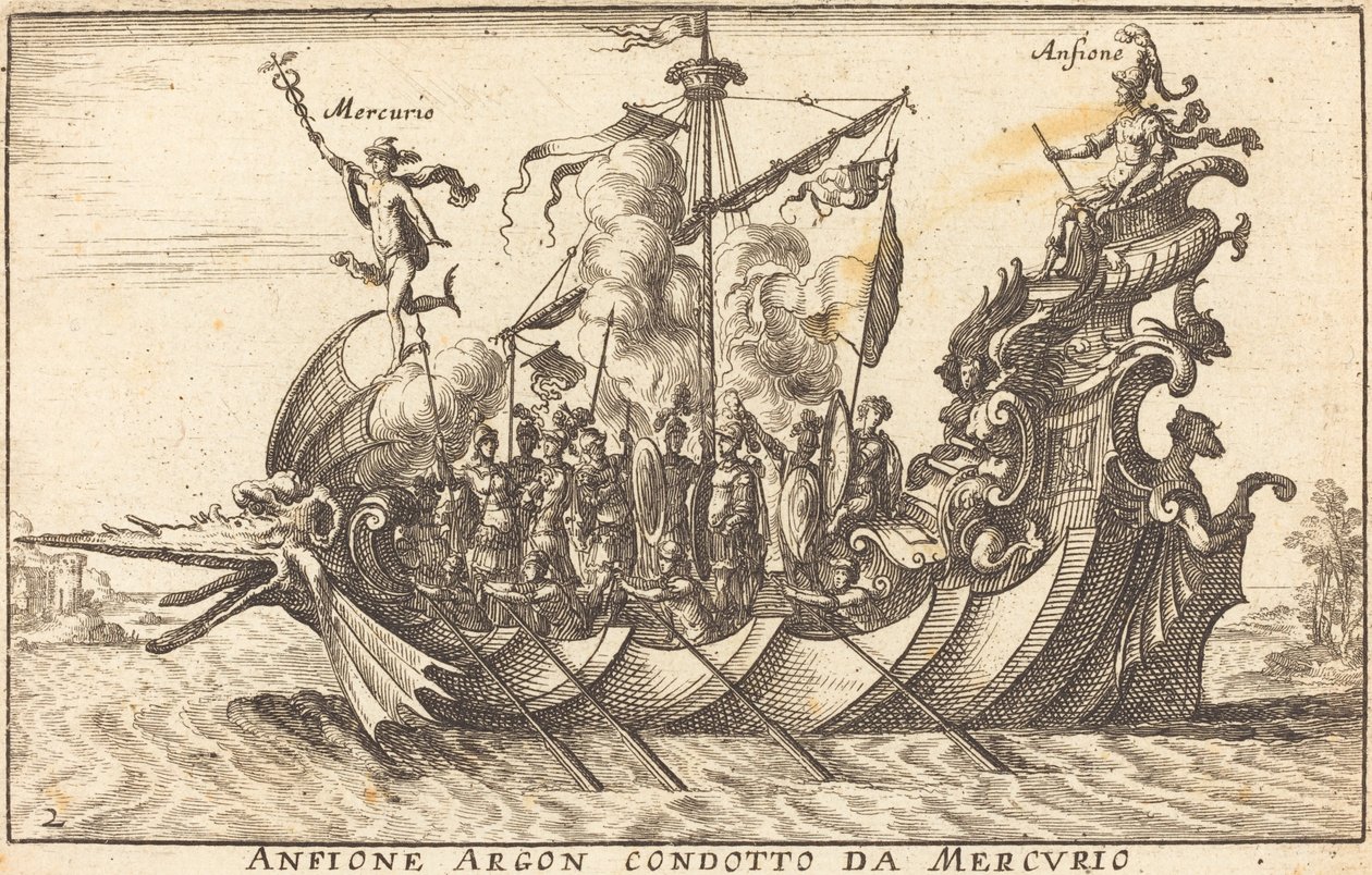 Merkür tarafından yürütülen Argon amfiyonu by Balthasar Moncornet after Remigio Cantagallina