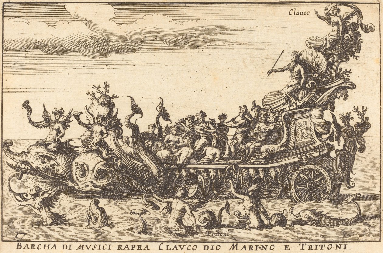 Rapra müzisyenlerinin teknesi Clauco tanrısı Marino ve Tritoni by Balthasar Moncornet after Remigio Cantagallina