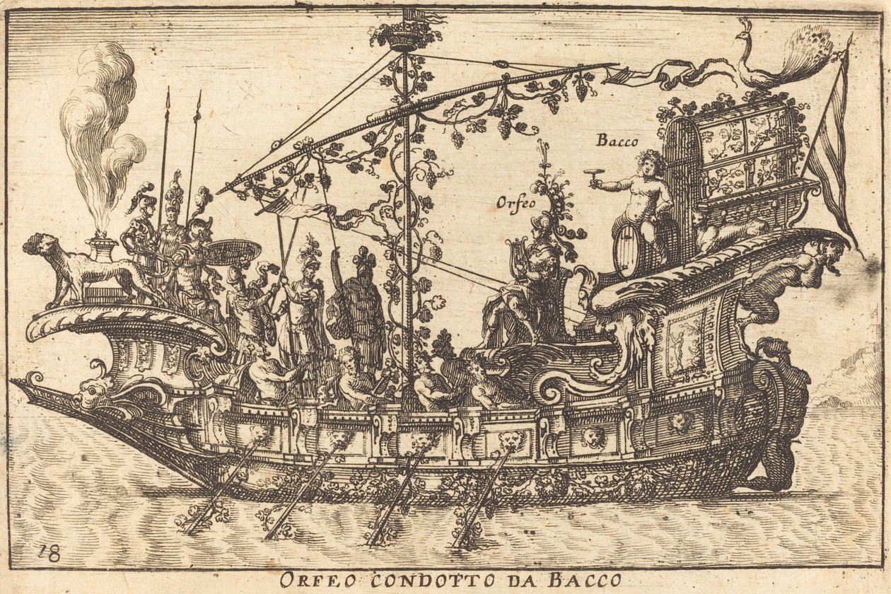 Bacchus liderliğindeki Orpheus by Balthasar Moncornet after Remigio Cantagallina