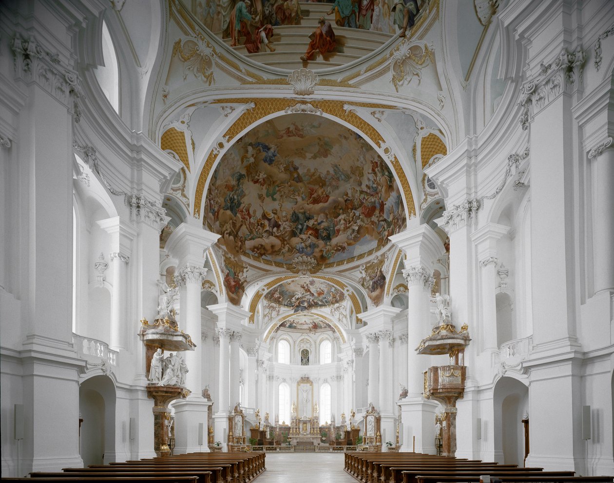 Mimar Johann Balthasar Neumann (1687-1753) Neresheim, Almanya tarafından manastır kilisesinin iç görünümü by Balthasar Neumann