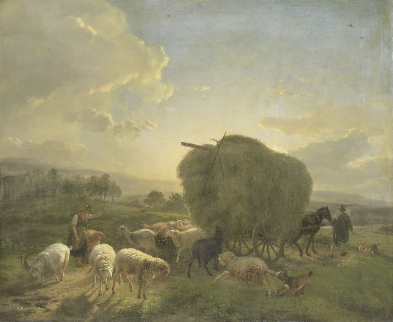 Koyun ve Saman Vagonu ile Manzara by Balthasar Paul Ommeganck