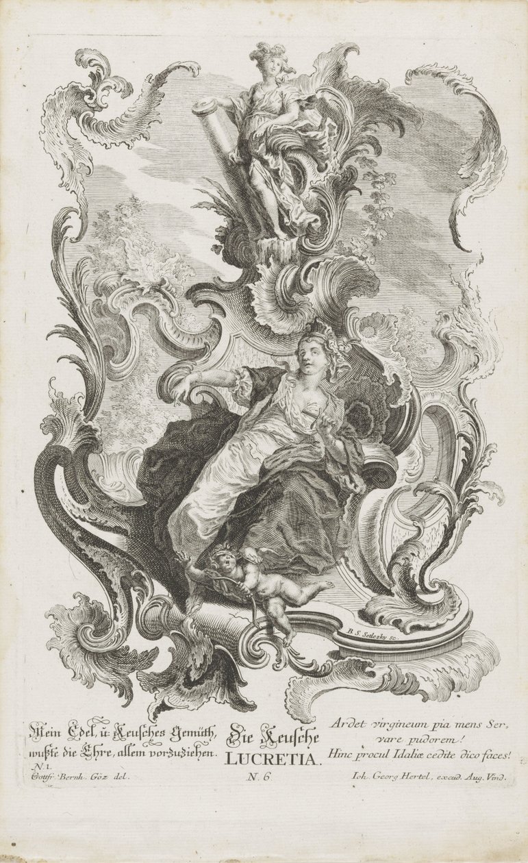 iffetli Lucretia Die seçimi Lucretia (nesne üzerindeki başlık) Alegorik figürler (dizi başlığı) by Balthasar Sigmund Setletzky
