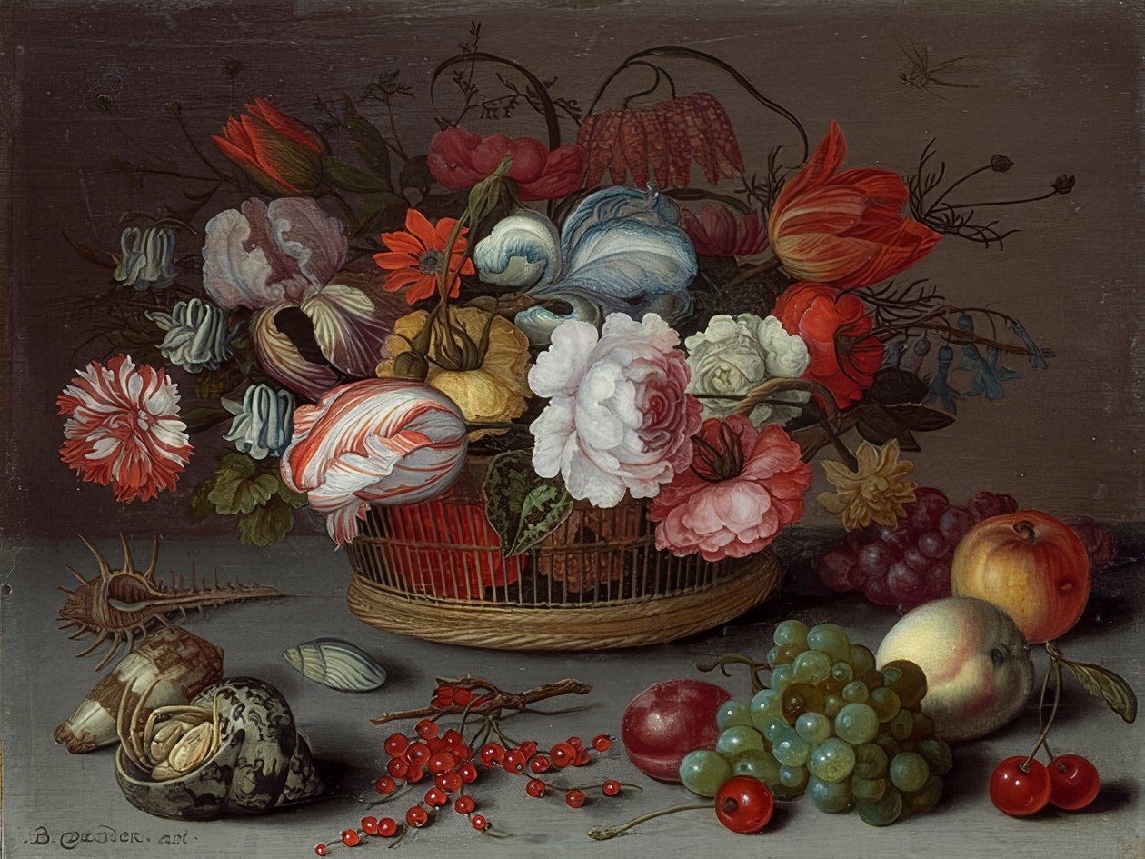 Çiçek sepeti. 1622 civarında by Balthasar van der Ast