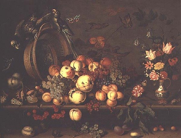 Meyve, Çiçekler ve Papağanlarla Natürmort, 1620