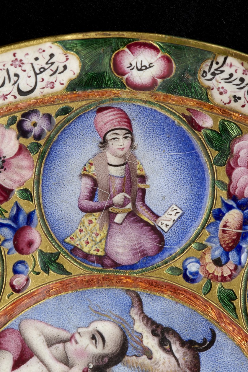 Kapaklı kase, tabak ve kaşık, astrolojik süslemeli, 19. yüzyılın başlarında by Baqir