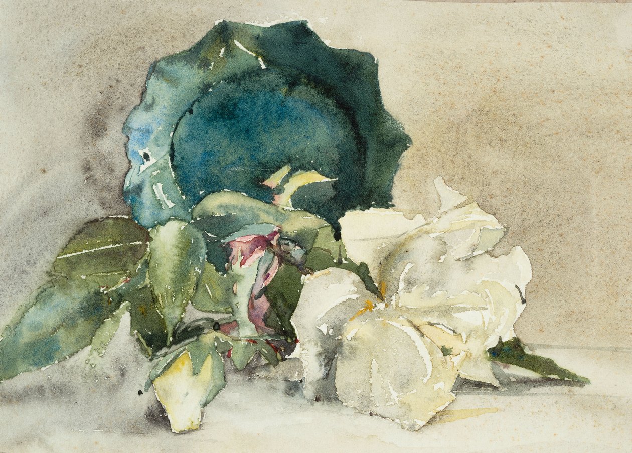 Yanında çiçek ve saksı (kağıt üzerine sulu boya) by Barbara Leigh Smith Bodichon