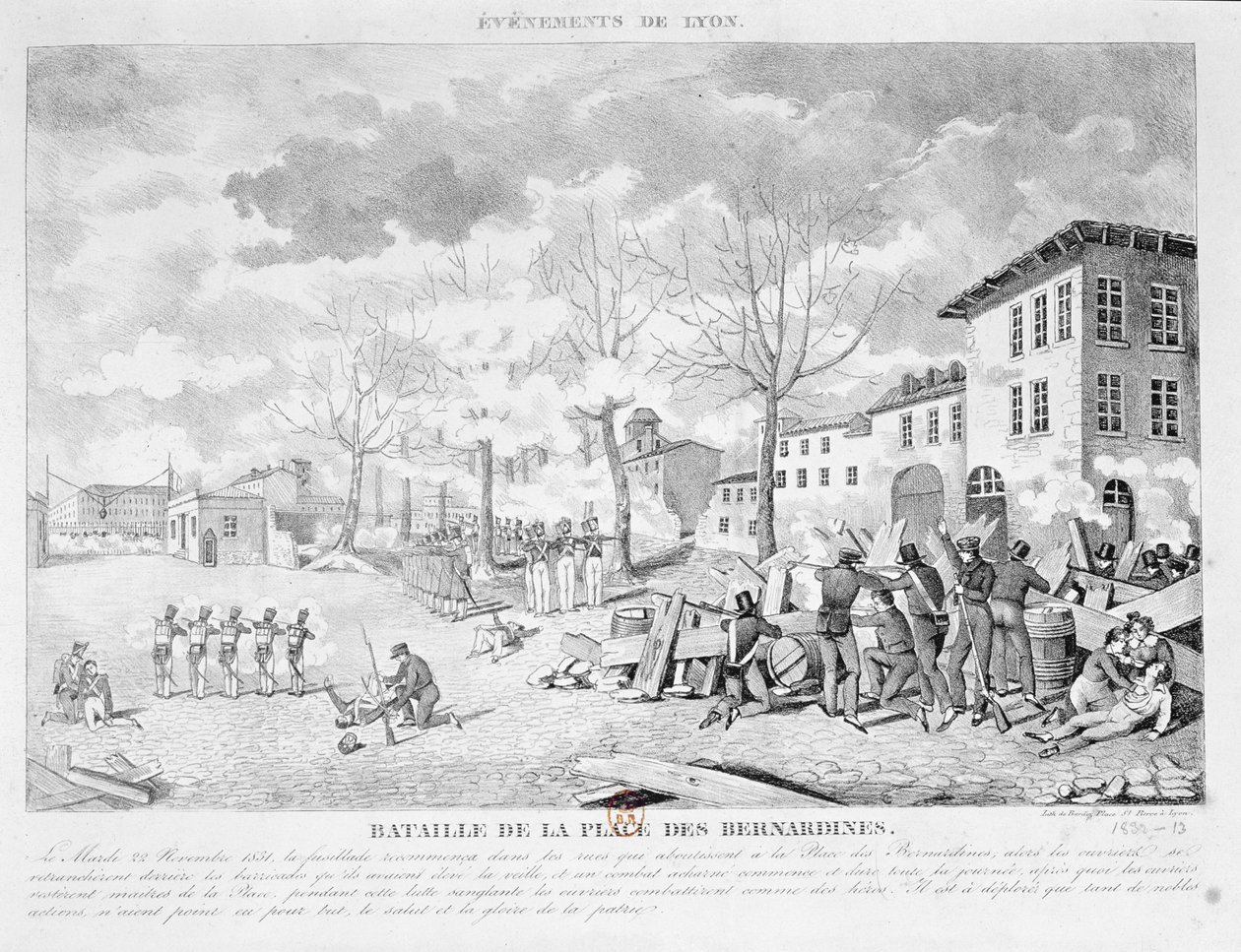 Revolt of the silk workers of Lyon, 22 November 1831, 1832  by Bardoz