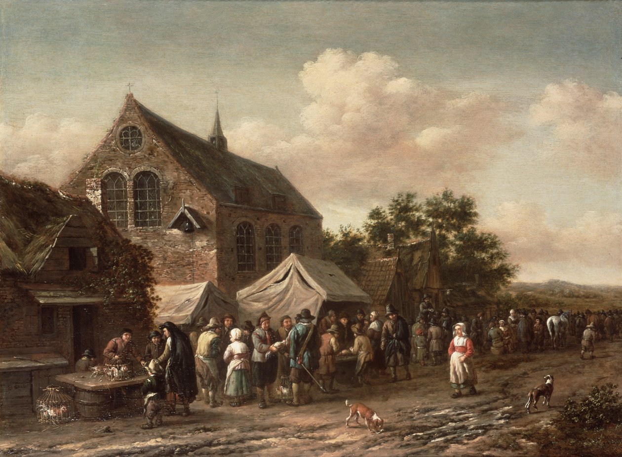 Bir Kilisenin Yanındaki Tavuk Pazarı by Barend Gael or Gaal