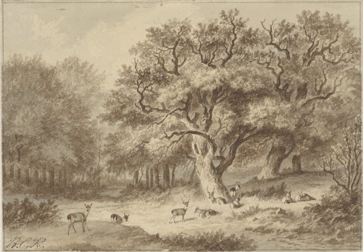 Geyik ile orman manzarası by Barend Cornelis Koekkoek