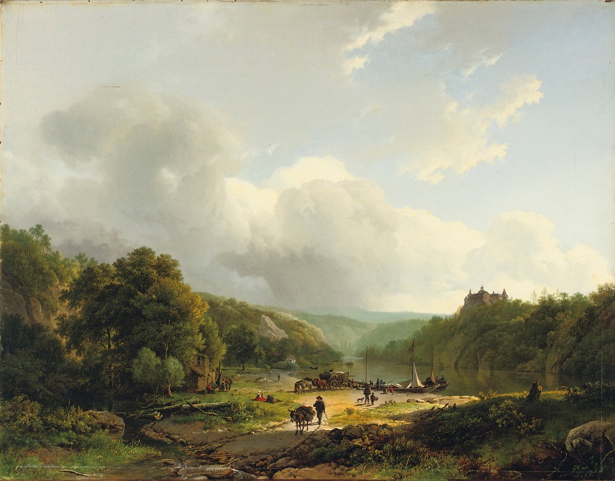 Dalgalı bir arazide mavnanın boşaltılması, 1831 by Barend Cornelis Koekkoek