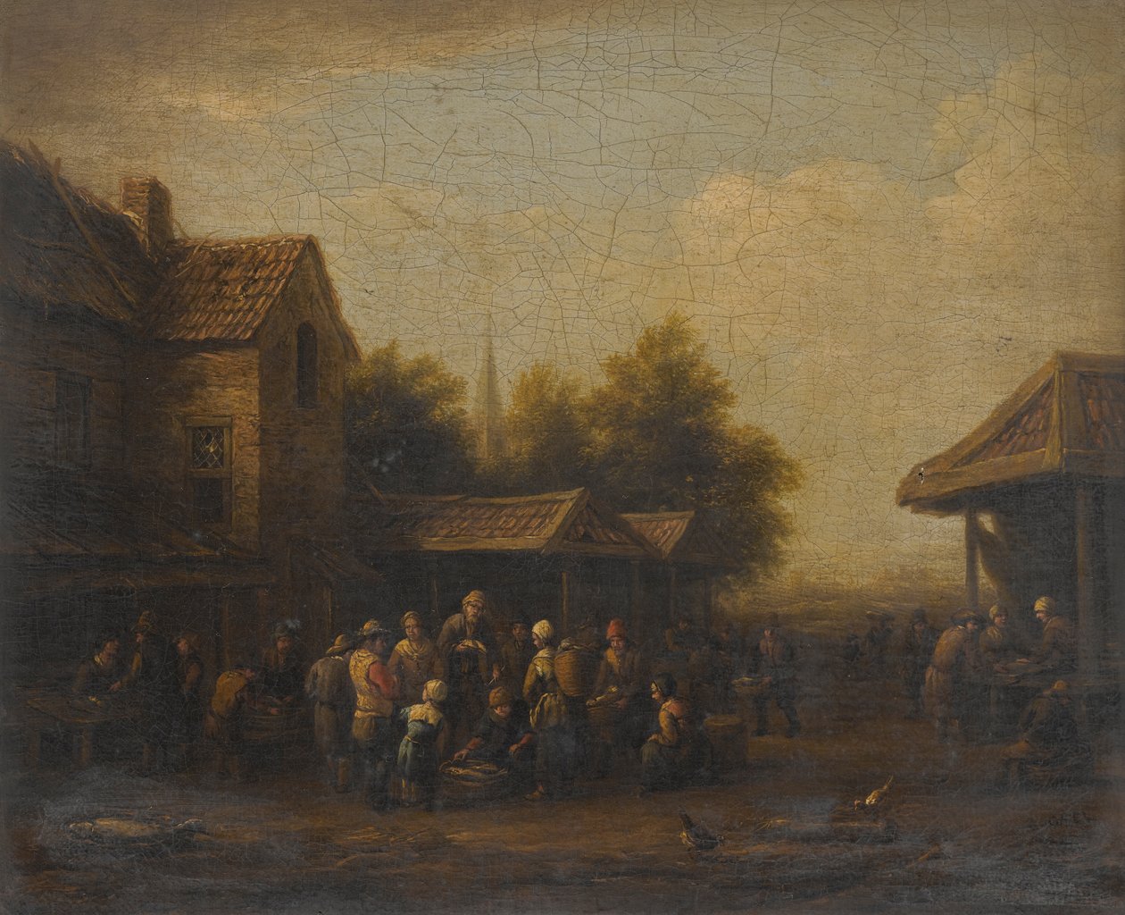 Köy Meydanında Balık Pazarı by Barend Gael or Gaal