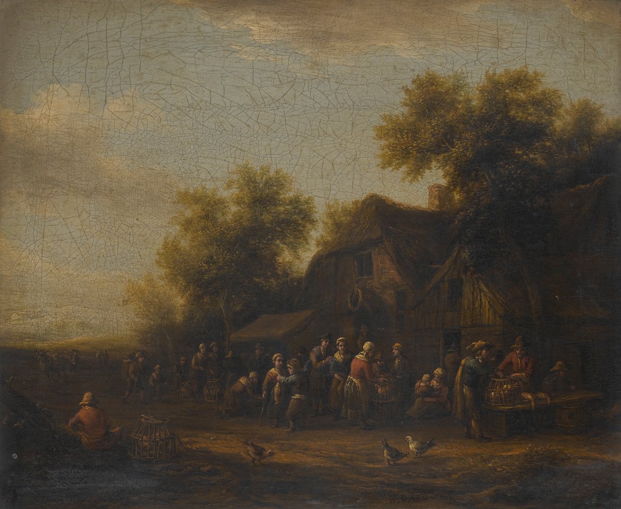 Bir Köy Hanından Önce Bir Tavuk Pazarı by Barend Gael or Gaal