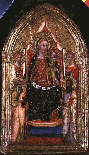 Madonna ve Çocuk, Aziz Bartholomew ve Diğer Azizlerle Tahtına Geçti by Bargello Master