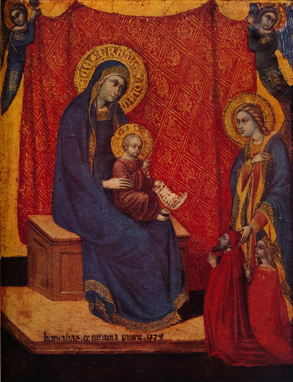 Madonna Tahtına Geçti ve Tapınan İki Bağışçı, 1374 by Barnaba da Modena