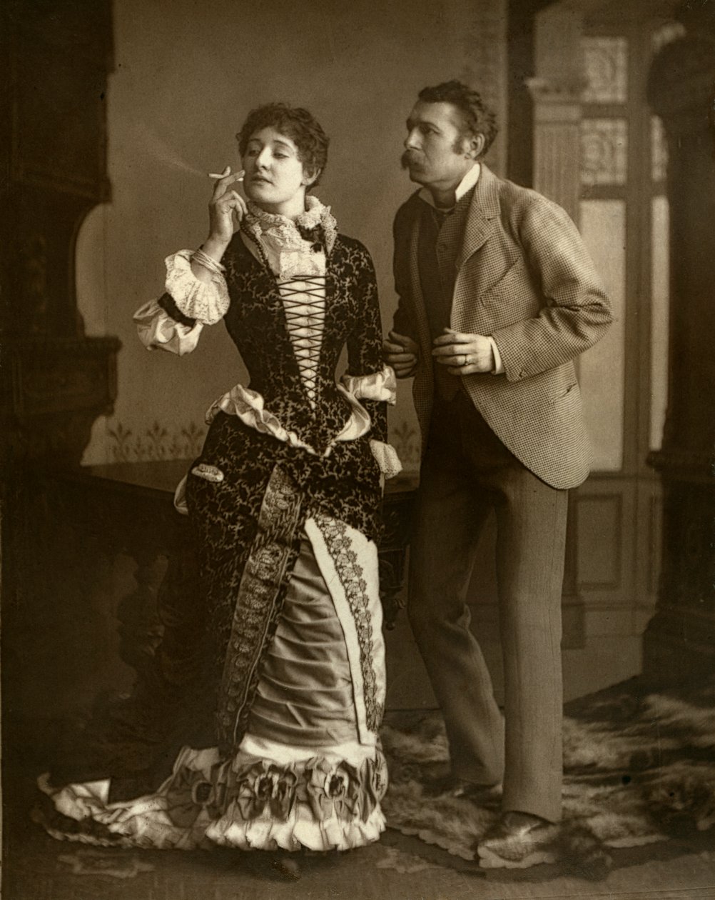 Mary Rorke ve Charles Wyndham, İngiliz aktörler, 1882 by Barnes and Bell Brown
