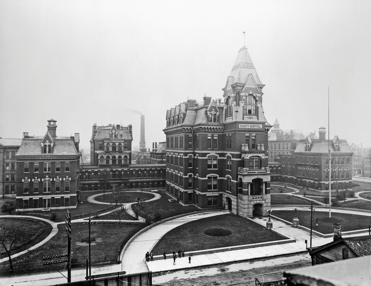 Cook County Hastanesi, c.1900, Chicago, Illinois, ABD, c.1900 (s/b fotoğraf) by Barnes and Crosby