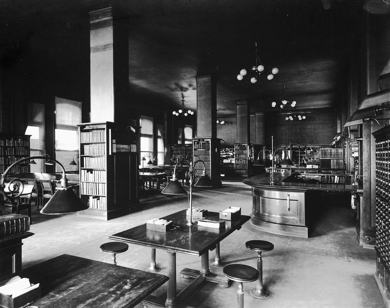 John Crerar Kütüphanesi, Chicago, Illinois, ABD, c.1900 (s/b fotoğraf) by Barnes and Crosby