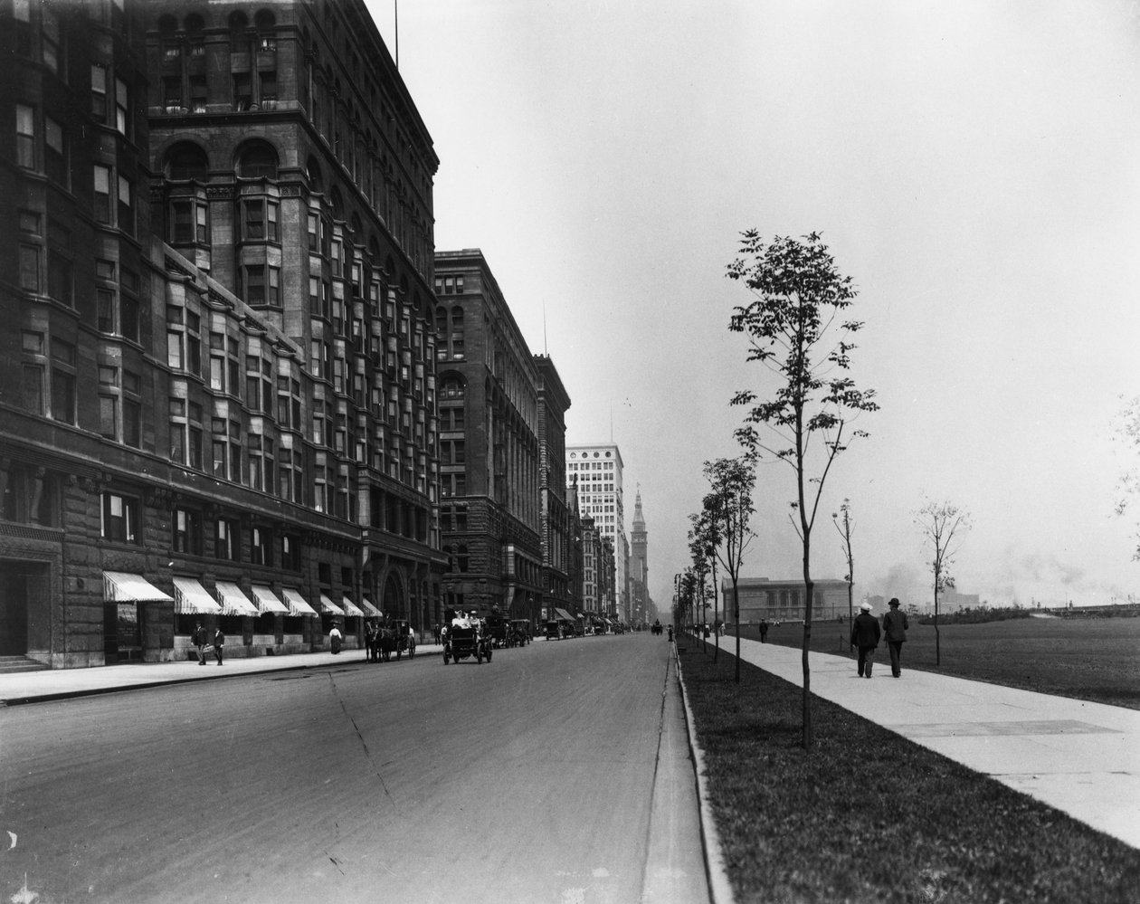 Michigan Avenue, Chicago, Illinois, ABD, c.1905 (s/b fotoğraf) by Barnes and Crosby