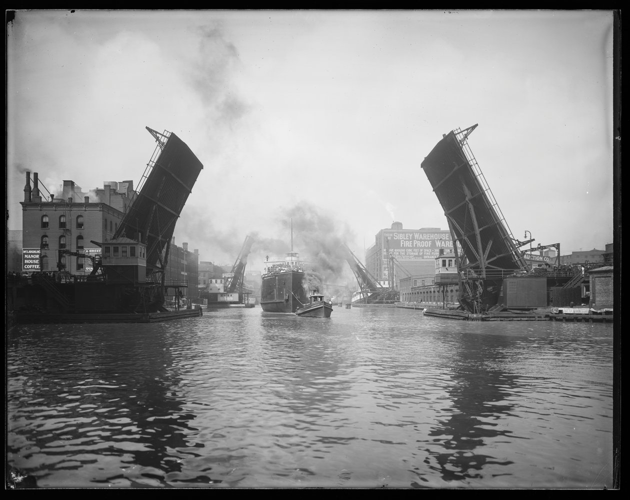 Yolcu gemisi Pere Marquette Chicago Nehri üzerinde yedekte, Chicago, Illinois, ABD, c.1905 (s/b fotoğraf) by Barnes and Crosby