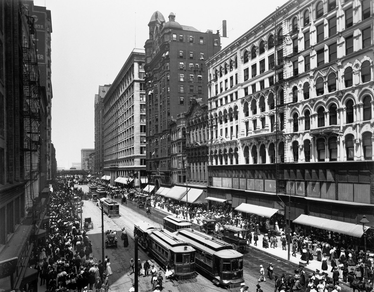 State Street, Chicago, Illinois, ABD, c.1907 (s/b fotoğraf) by Barnes and Crosby