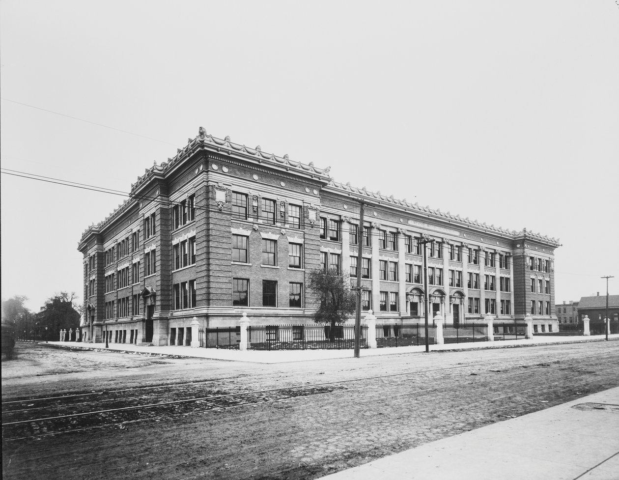 Wendell Phillips Lisesi, Chicago, Illinois, ABD, 1904 dolayları (s/b fotoğraf) by Barnes and Crosby