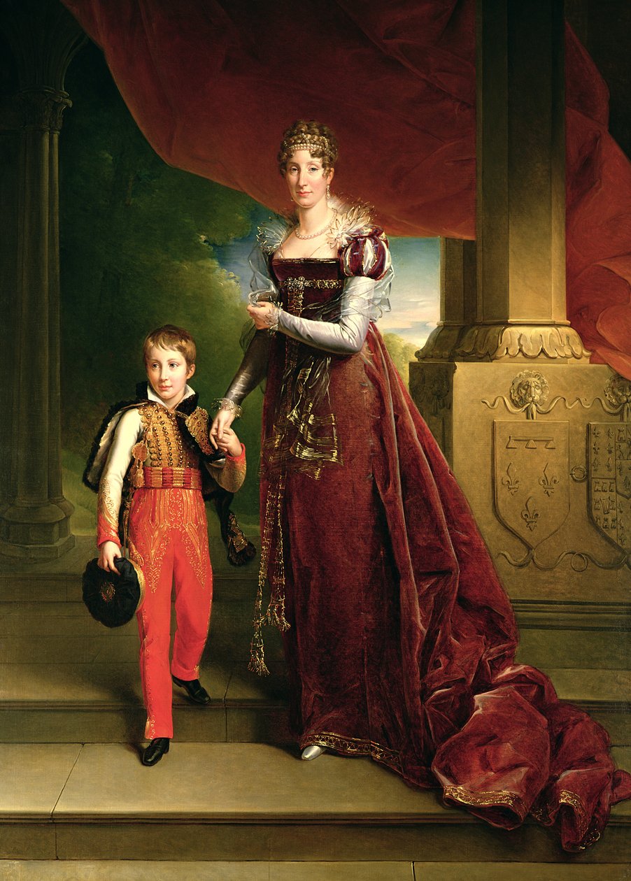 Marie Amelie de Bourbon (1782-1866) Orleans Düşesi ve oğlu Prens Ferdinand (1810-42) Chartres Dükü by Baron François Pascal Simon Gérard