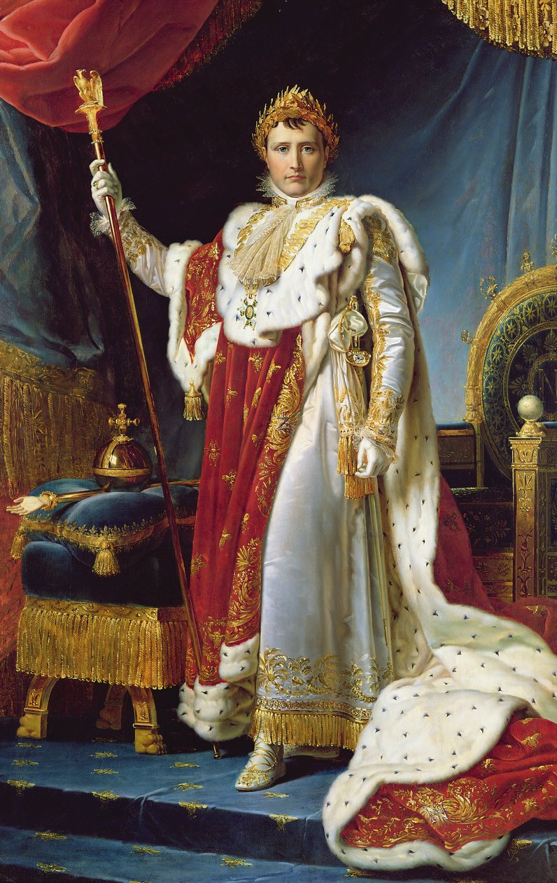 Napolyon I, taç giyme cübbesi içinde, c.1804, by Baron François Pascal Simon Gérard