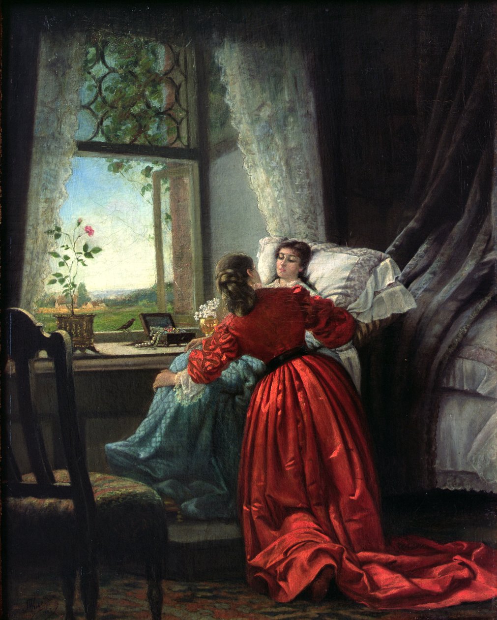 hasta bir kadının yanında by Mikhail Konstantinovich Klodt