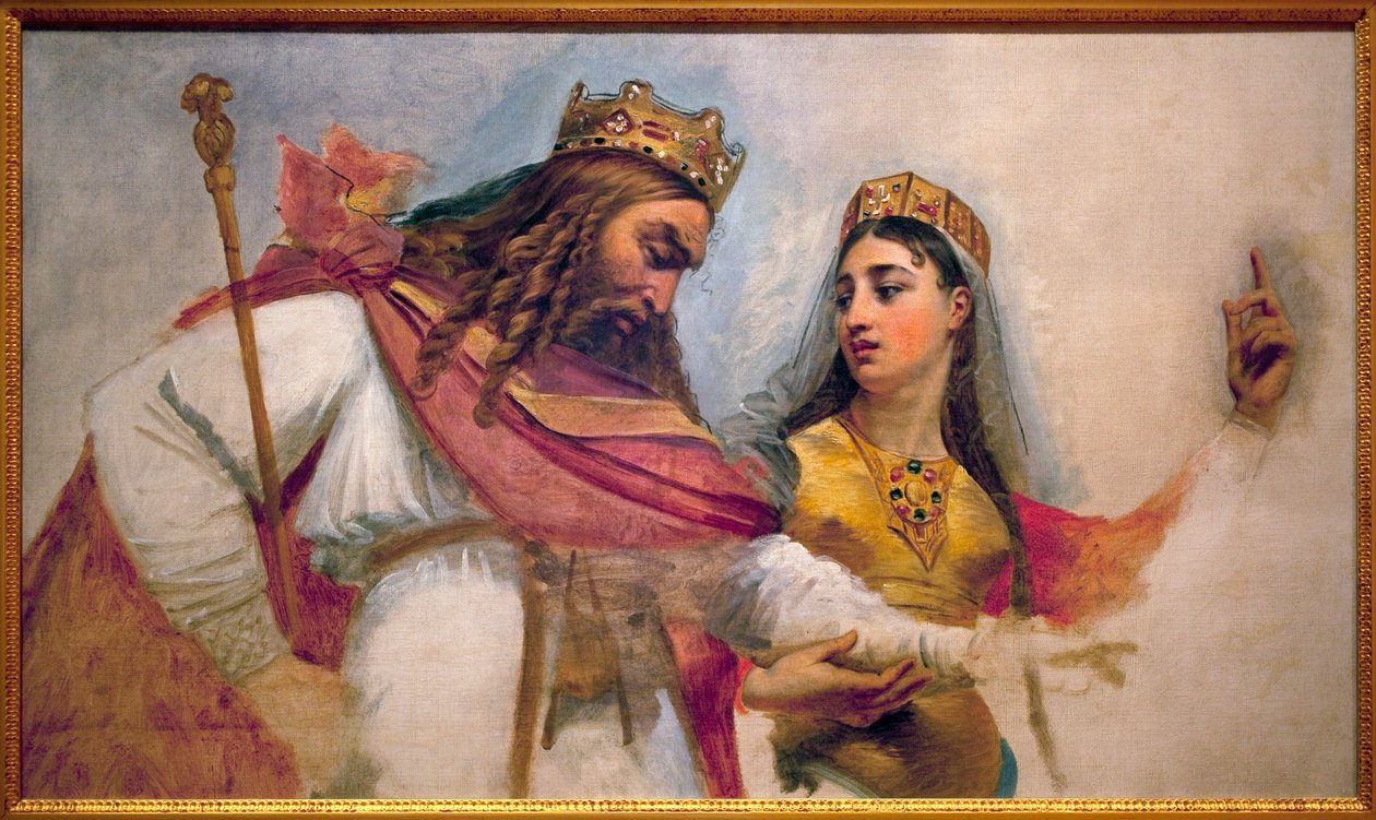 Clovis ve Clothilde; Franks kralı Clovis I (466-511) ve onu Katolik inancına dönüştüren karısı Clothilde (St Clothilde) (475-545). by Baron Antoine Jean Gros
