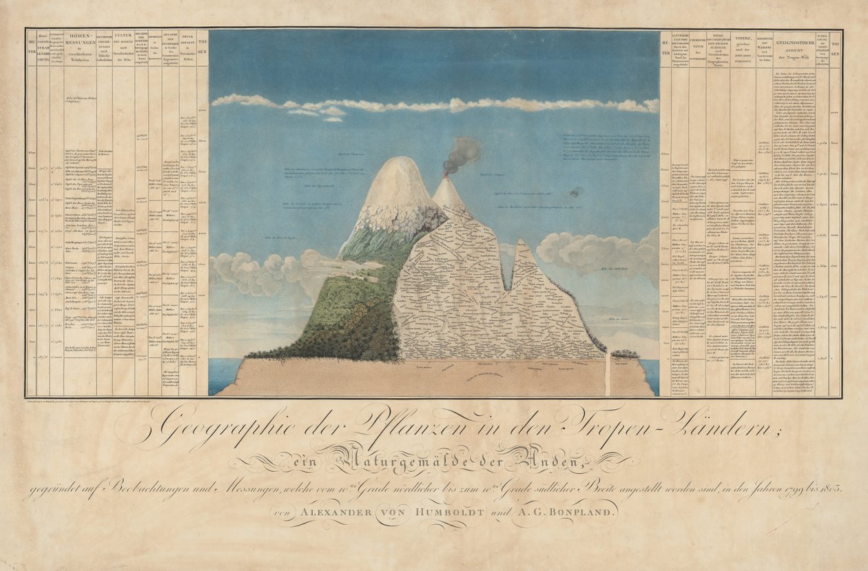 Tropikal ülkelerin doğa resmiyle birlikte bitkilerin coğrafyası için fikirler by Baron Friedrich Alexander von Humboldt