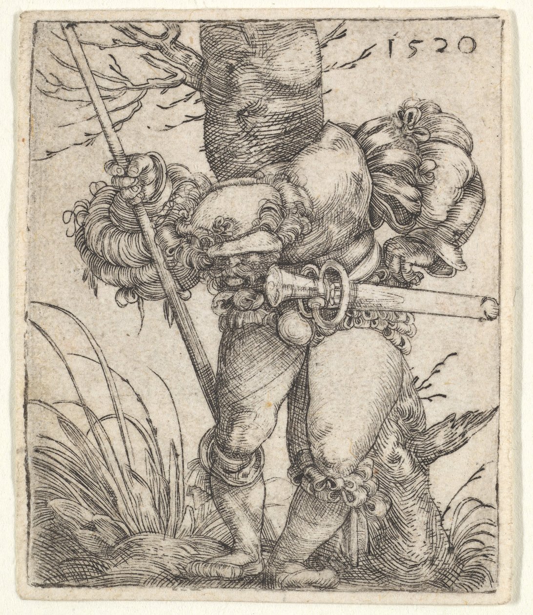 Ağaca Yaslanmış Eğilmiş Asker, 1520. by Barthel Beham