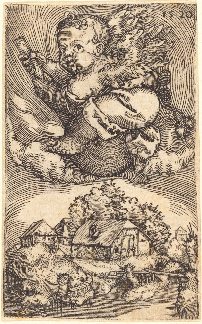 Havada Yüzen Bir Küre Üzerindeki Deha by Barthel Beham
