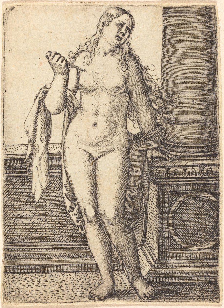 Lucretia bir sütunda duruyor by Barthel Beham