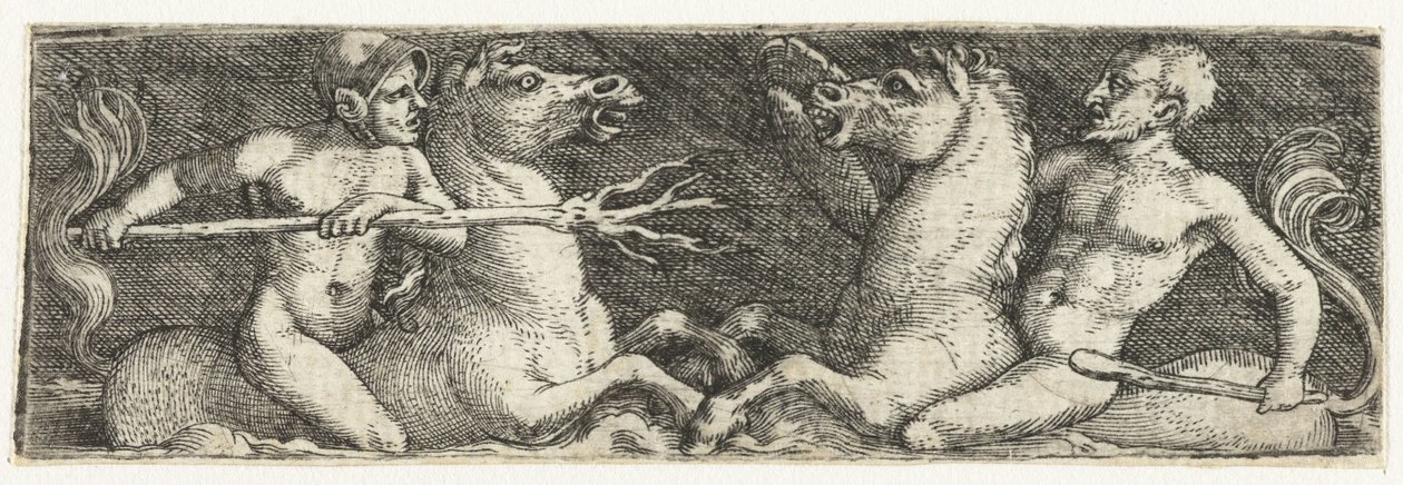 İki dövüşen triton by Barthel Beham