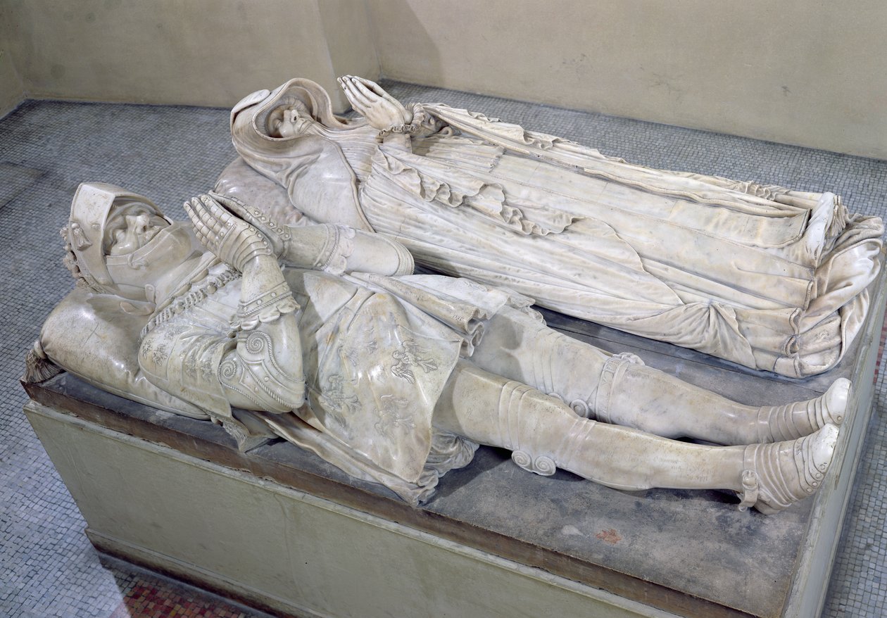 Anne de Montmorency (1493-1567) Constable ve Fransa Mareşali ve Madeleine of Savoy (1510-86) Montmorency Düşesi, c.1567 ve c.1586 (mermer) (ayrıca bkz. 179341) by Barthelemy Prieur