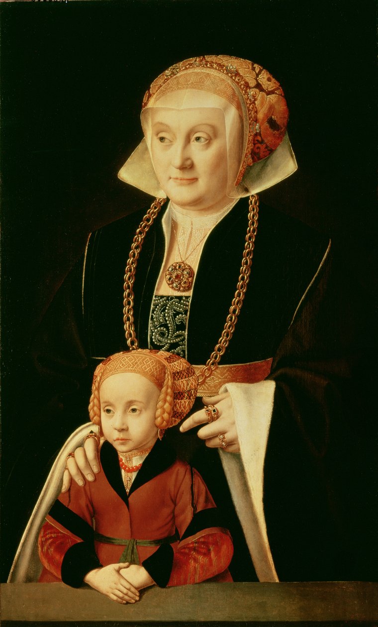 kızıyla birlikte bir kadın portresi by Bartholomaeus Bruyn