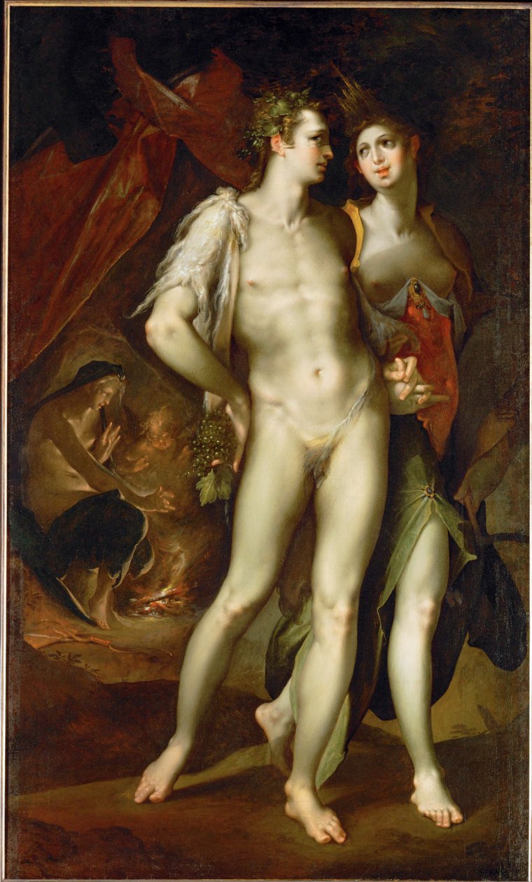 " Sine Cerere et Baccho friget Venus" 1590 (tuval üzerine resim) by Bartholomaeus Spranger