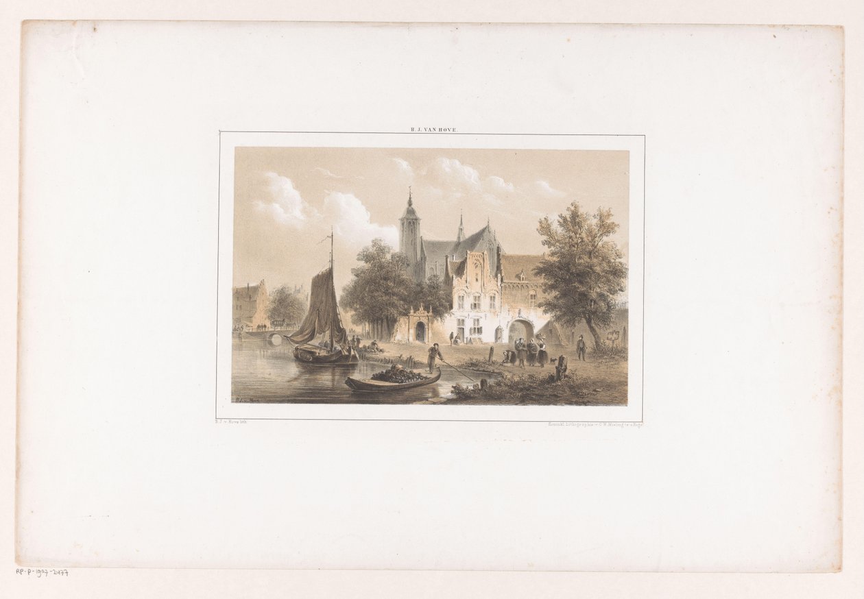 Nehir ve kilise ile şehir manzarası by Bartholomeus Johannes van Hove