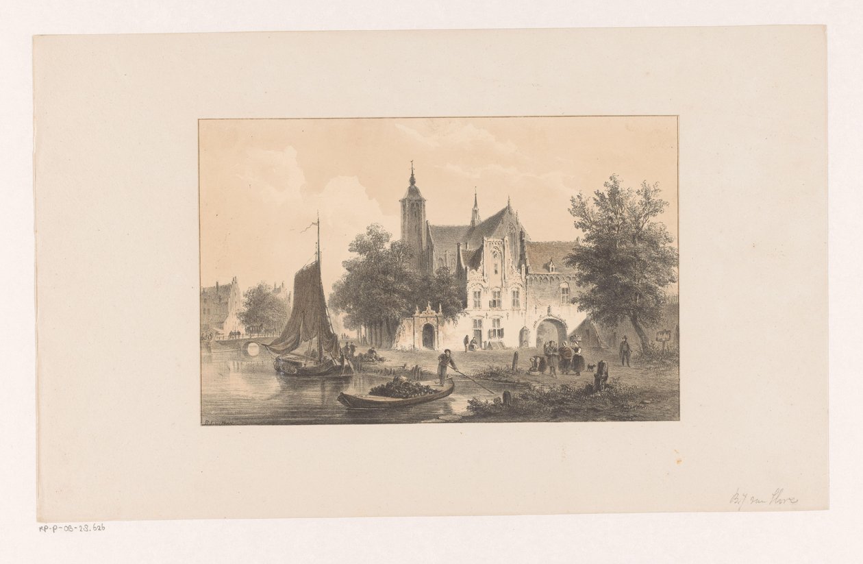 Nehir ve kilise ile şehir manzarası by Bartholomeus Johannes van Hove