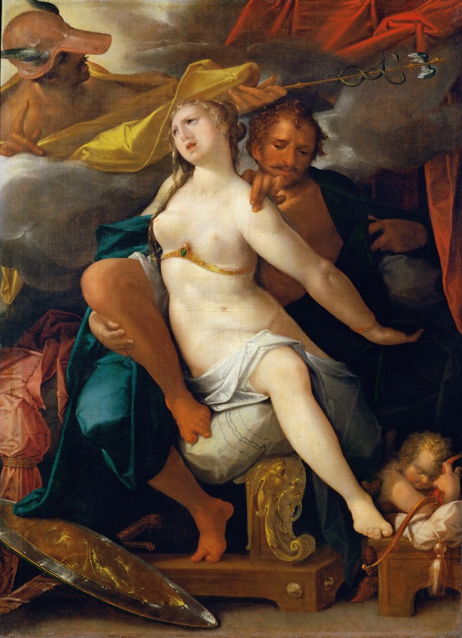 Venüs ve Mars Merkür tarafından uyarıldı by Bartholomeus Spranger