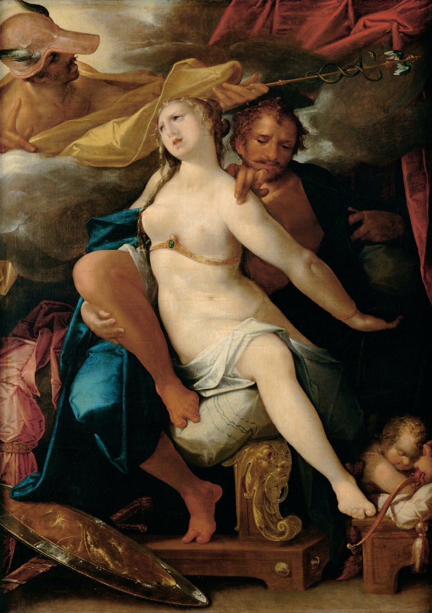 Venüs ve Mars, Merkür tarafından uyarıldı, yaklaşık 1586 by Bartholomaeus Spranger