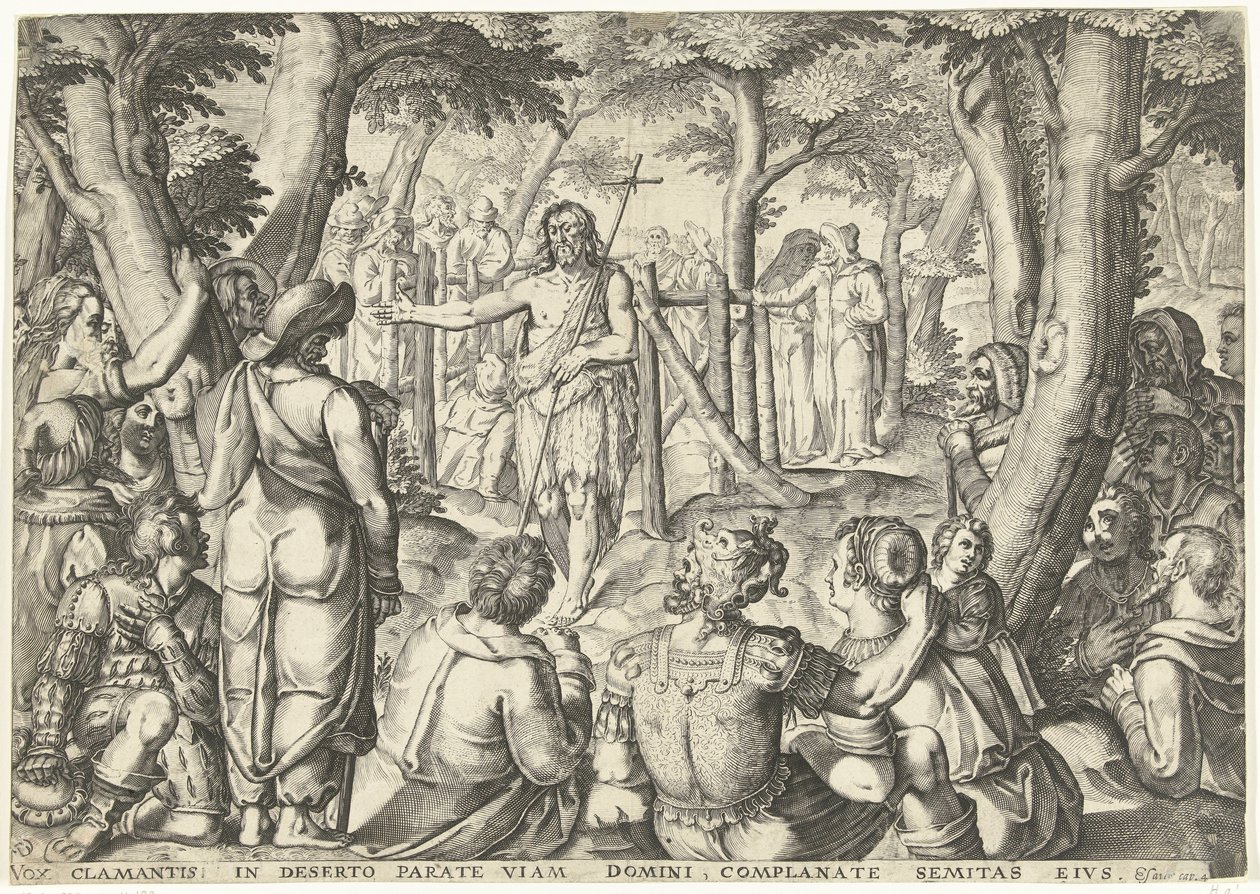 Vaftizci Yahya bir grup insana iyi haberi duyuruyor by Bartholomeus Willemsz. Dolendo