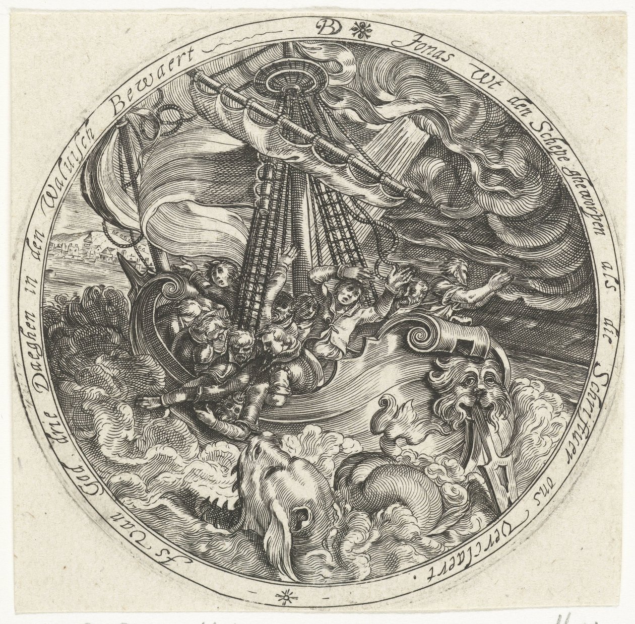Jonah denizciler tarafından denize atıldı by Bartholomeus Willemsz. Dolendo