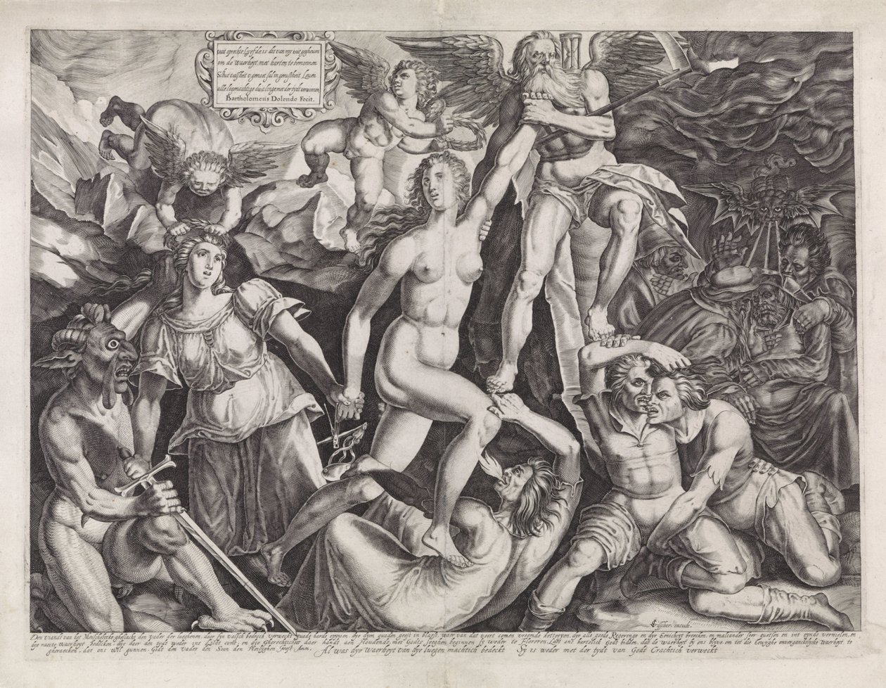 Zaman, Adaletin yardımıyla Gerçeği gün ışığına çıkarıyor by Bartholomeus Willemsz. Dolendo