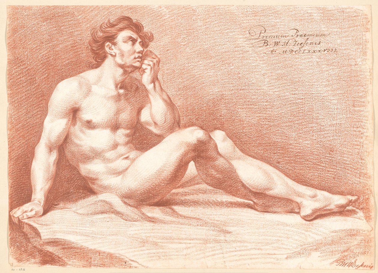 Oturan Erkek Çıplak, Yan Görünüm (1. Ödül 1788) by Bartholomeus Ziesenis