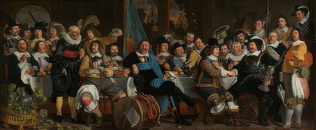 Munster Barışını kutlamak için tüfek yemeği. 1648 by Bartholomeus van der Helst